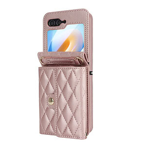 Solidenz Fashion Portemonnee hoesje met koord Samsung Galaxy Z Flip 6 – Roségoud - 1