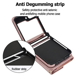 Solidenz Fashion Portemonnee hoesje met koord Samsung Galaxy Z Flip 6 – Roségoud - 6