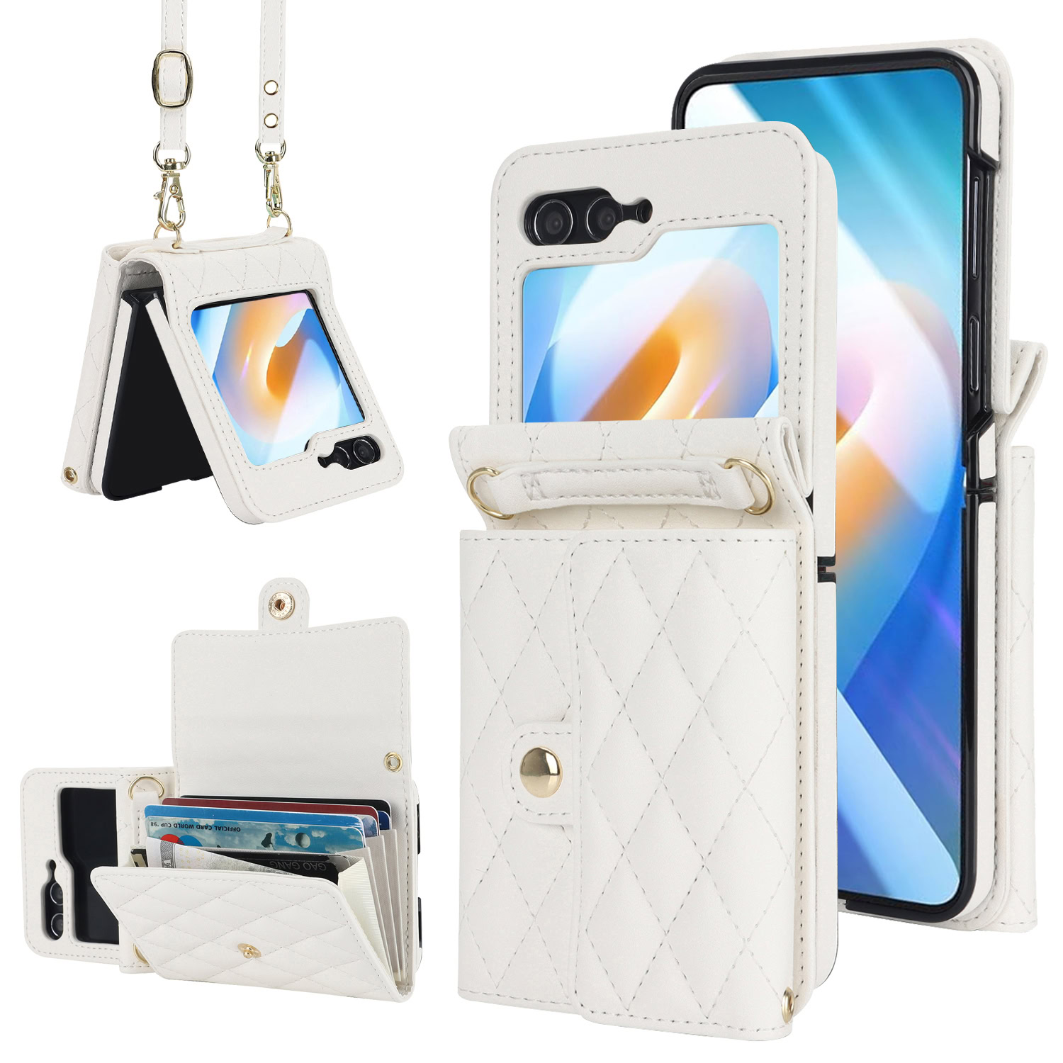 Solidenz Fashion Portemonnee hoesje met koord Samsung Galaxy Z Flip 6 – Wit 1 Solidenz Fashion Portemonnee hoesje met koord Samsung Galaxy Z Flip 6 – Wit 1