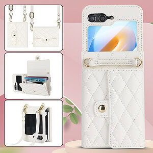 Solidenz Fashion Portemonnee hoesje met koord Samsung Galaxy Z Flip 6 – Wit - 9