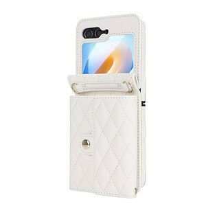 Solidenz Fashion Portemonnee hoesje met koord Samsung Galaxy Z Flip 6 – Wit - 1