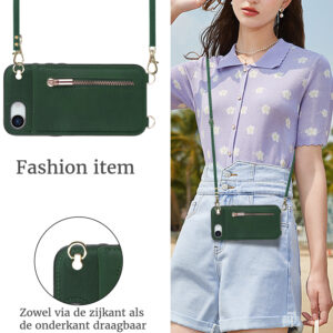 Solidenz Fashion Portemonnee hoesje met koord iPhone 16e – Groen - 5