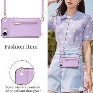 Solidenz Fashion Portemonnee hoesje met koord iPhone 16e – Violet - 3