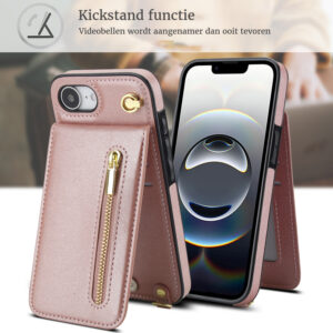 Solidenz Fashion Portemonnee hoesje met koord iPhone 16e – Roségoud - 6