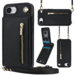 Solidenz Fashion Portemonnee hoesje met koord iPhone 16e - Zwart