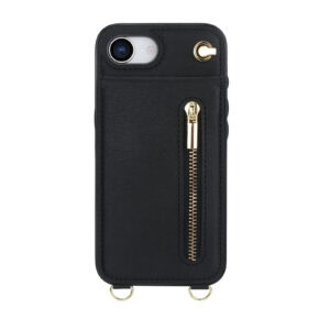 Solidenz Fashion Portemonnee hoesje met koord iPhone 16e – Zwart - 1