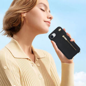 Solidenz Fashion Portemonnee hoesje met koord iPhone 16e – Zwart - 7