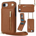 Solidenz Fashion Portemonnee hoesje met koord iPhone 17e / 16e - Bruin