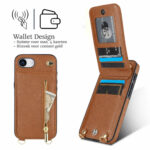 Solidenz Fashion Portemonnee hoesje met koord iPhone 17e / 16e – Bruin - 1