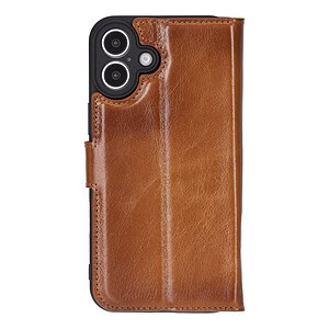 Solidenz Moda Book iPhone 16 Plus echt leren hoesje - Bruin - 1