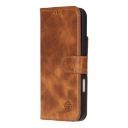 Solidenz Moda Book iPhone 16 Pro echt leren hoesje – Lichtbruin - 5