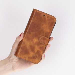 Solidenz Moda Book iPhone 16 Pro Max echt leren hoesje – Lichtbruin - 7