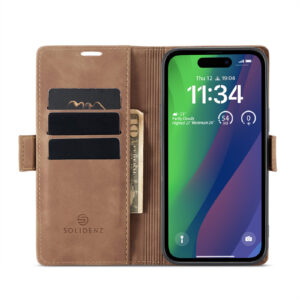 Solidenz Urban Book iPhone 16e hoesje – Bruin - 4