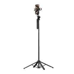 WiWu Tripod en Selfiestick – Met Statief – Met Verlichting – Met Bluetooth – Zwart - 1