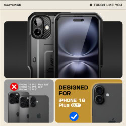 Supcase 360 Backcase hoesje met screenprotector iPhone 16 Plus – Zwart - 9