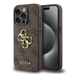 Guess Metal Logo iPhone 15 Pro Max hoesje - Bruin