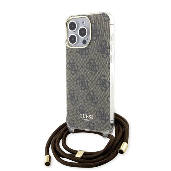 Guess IML Crossbody Strap iPhone 15 Pro hoesje - Bruin