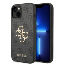 Guess Metal Logo iPhone 15 hoesje – Grijs Main Image