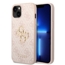 Guess Metal Logo iPhone 15 hoesje - Roze