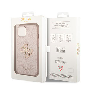Guess Metal Logo iPhone 15 hoesje – Roze - 7