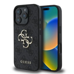 Guess Metal Logo iPhone 16 Pro Max hoesje - Grijs