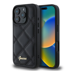 Guess Quilted Kunstleer iPhone 16 Pro Max hoesje - Zwart