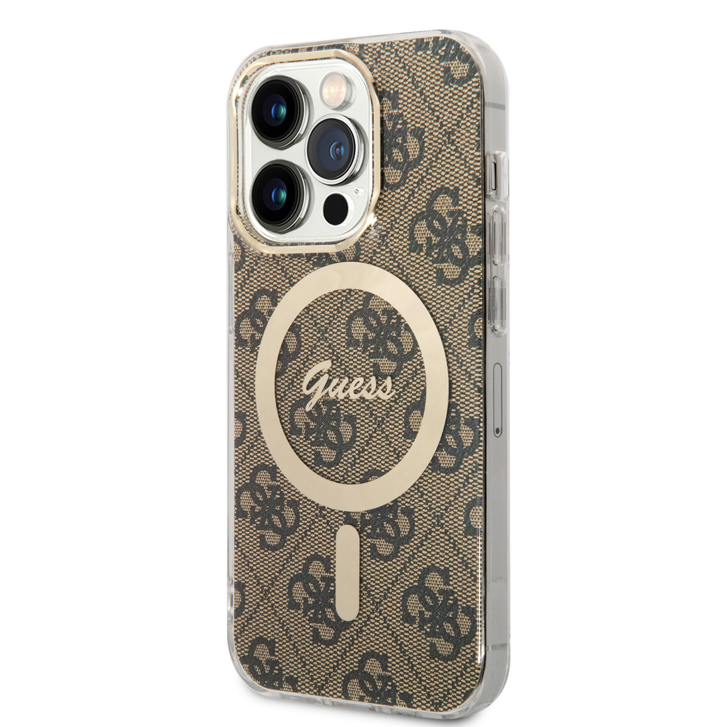 Guess IML MagSafe iPhone 15 Pro hoesje - Bruin