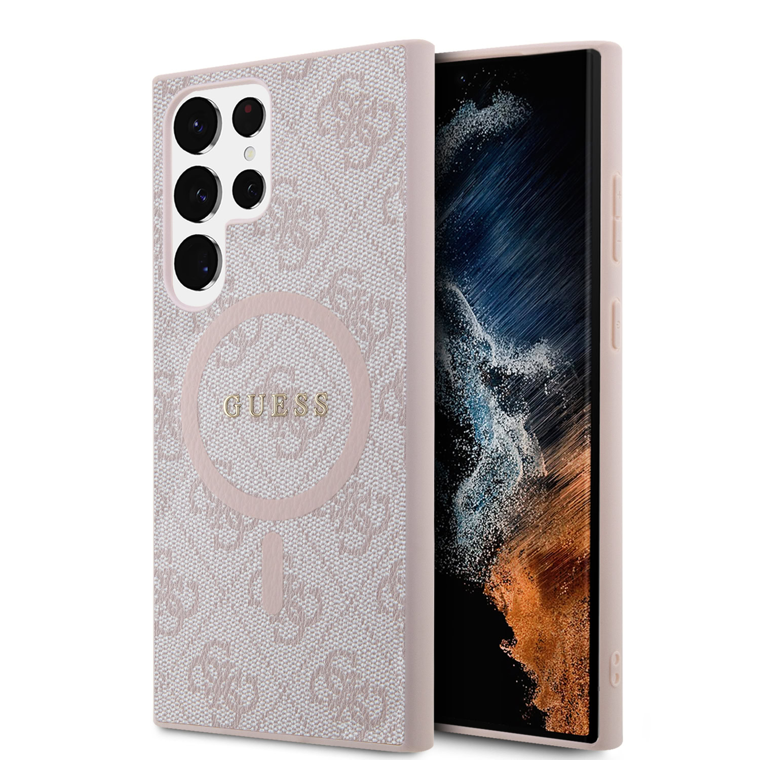 Guess Logo MagSafe Samsung Galaxy S24 Ultra hoesje - Roze