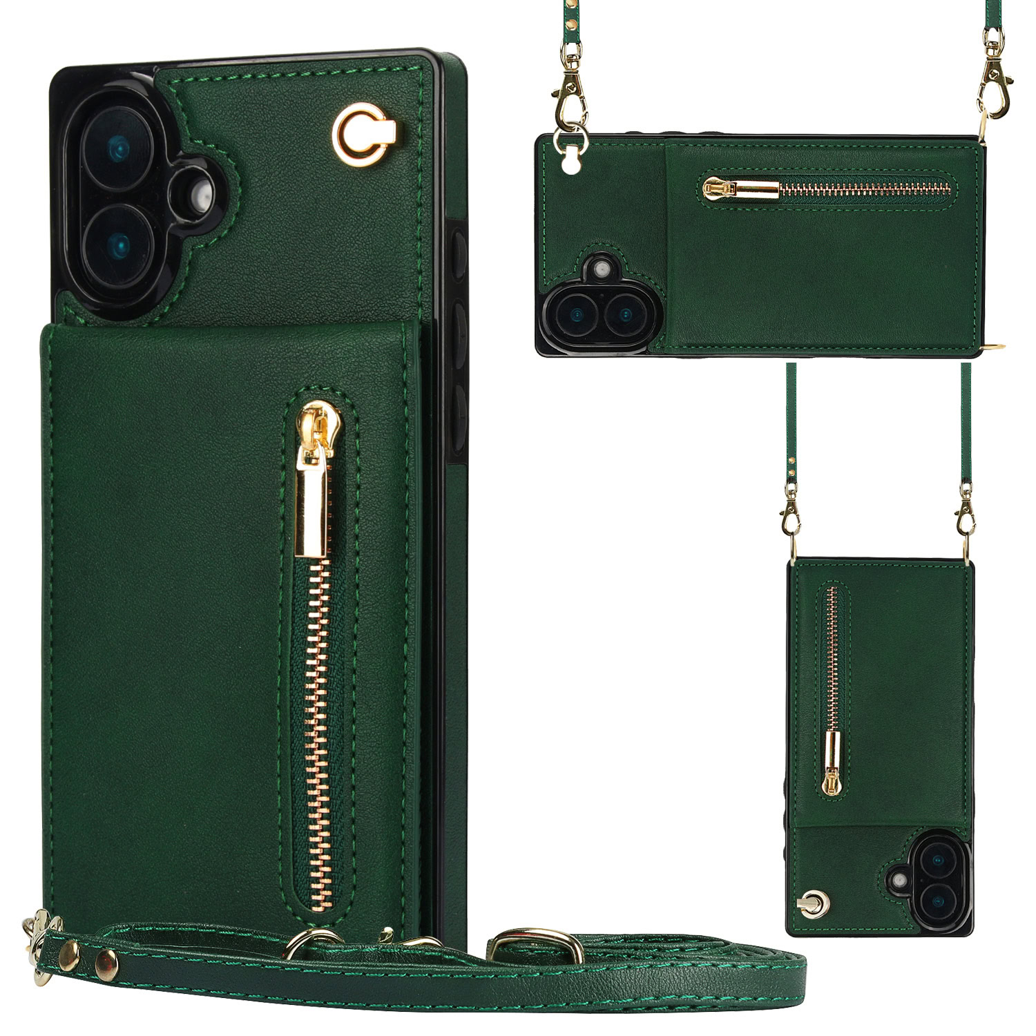 Solidenz Fashion Portemonnee hoesje met koord iPhone 16 – Groen 1