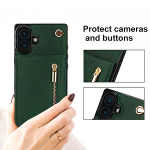 Solidenz Fashion Portemonnee hoesje met koord iPhone 16 – Groen - 12