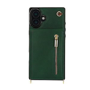 Solidenz Fashion Portemonnee hoesje met koord iPhone 16 – Groen - 1