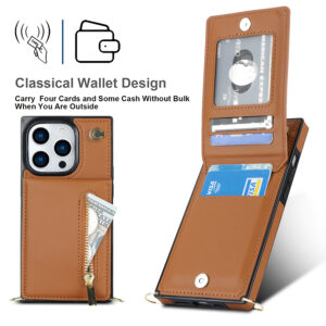 Solidenz Fashion Portemonnee hoesje met koord iPhone 16 Pro Max – Bruin - 5