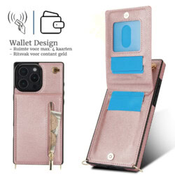 Solidenz Fashion Portemonnee hoesje met koord iPhone 16 Pro – Roségoud - 7