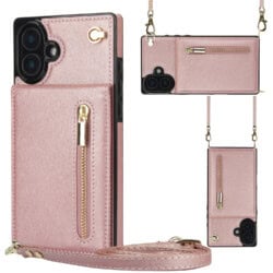 Solidenz Fashion Portemonnee hoesje met koord iPhone 16 - Roségoud