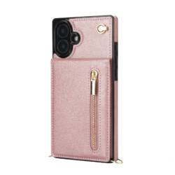 Solidenz Fashion Portemonnee hoesje met koord iPhone 16 Plus – Roségoud - 4