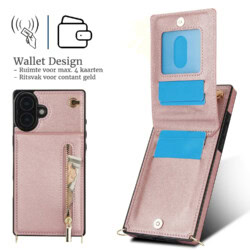 Solidenz Fashion Portemonnee hoesje met koord iPhone 16 Plus – Roségoud - 6