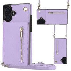 Solidenz Fashion Portemonnee hoesje met koord iPhone 16 - Violet