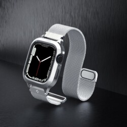Spigen Metal Fit Apple Watch 4 / 5 / 6 / 7 / 8 / 9 / SE – 44 & 45 MM – Zilver - 6