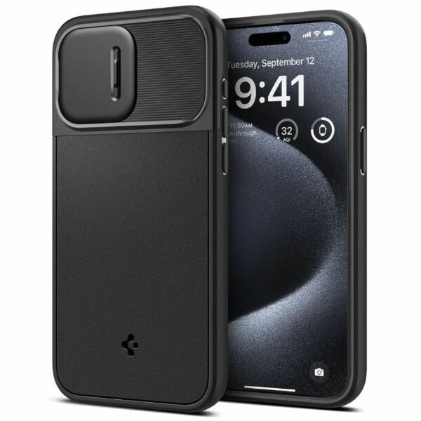 Spigen Optik Armor MagSafe iPhone 15 Pro hoesje - Zwart
