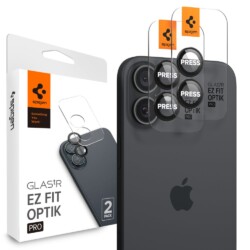 Spigen Optik Pro EZ Fit Camera protector iPhone 16 / 16 Plus - 2 Stuks - Zwart