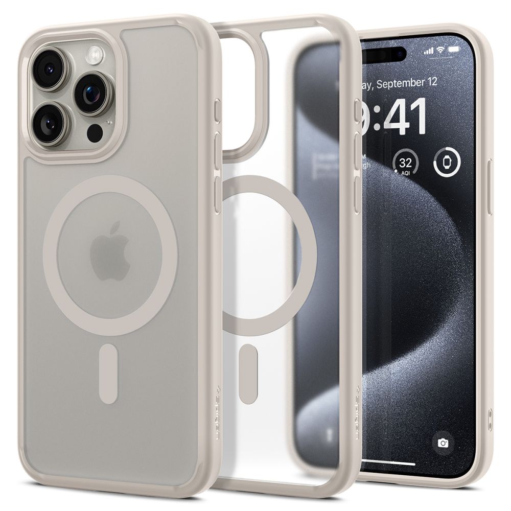 Spigen Ultra Hybrid MagSafe iPhone 15 Pro hoesje – Frost Natural Titanium 1 Spigen Ultra Hybrid MagSafe iPhone 15 Pro hoesje – Frost Natural Titanium 1