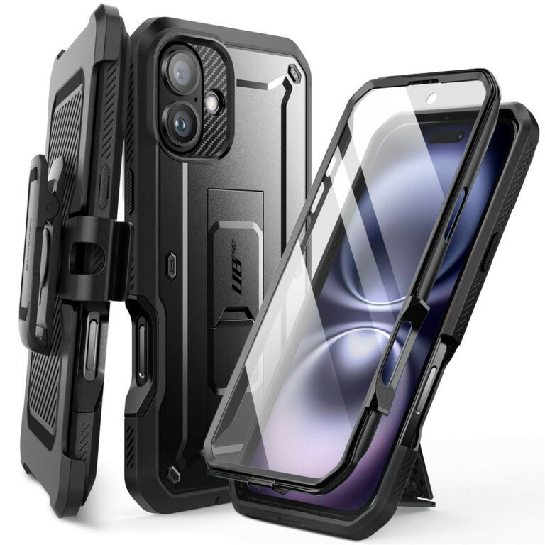 Supcase 360 Backcase hoesje met screenprotector iPhone 16 - Zwart