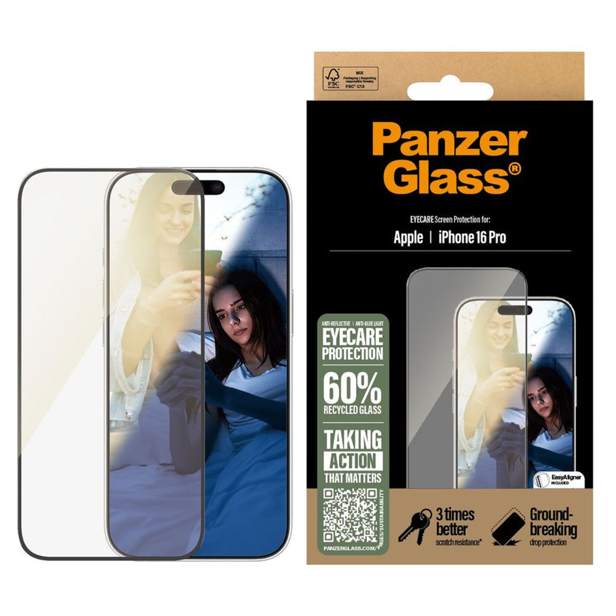 PanzerGlass EyeCare Ultra-Wide Fit Screen Protector iPhone 16 Pro