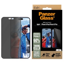 PanzerGlass Privacy Screen Protector Ultra-Wide Fit iPhone 16 Plus / iPhone 15 Plus