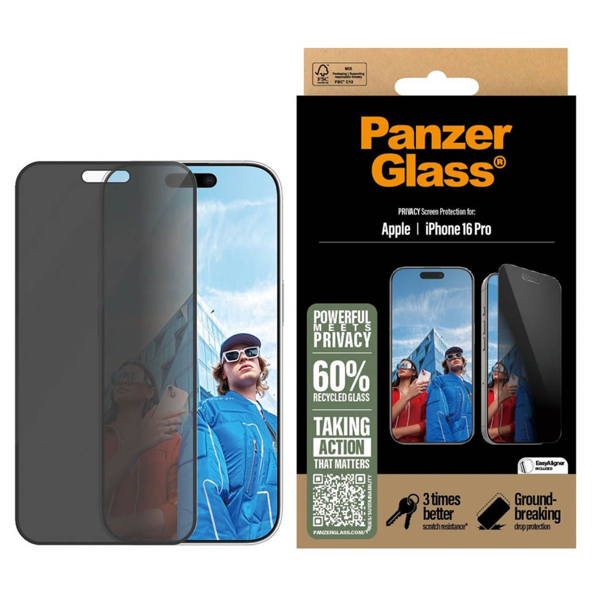 PanzerGlass Privacy Screen Protector Ultra-Wide Fit iPhone 16 Pro