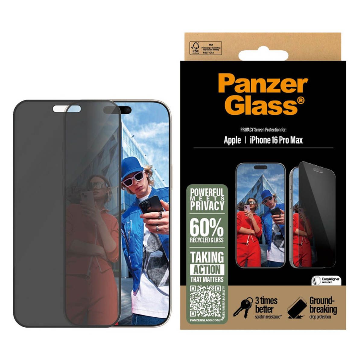 PanzerGlass Privacy Screen Protector Ultra-Wide Fit iPhone 16 Pro Max