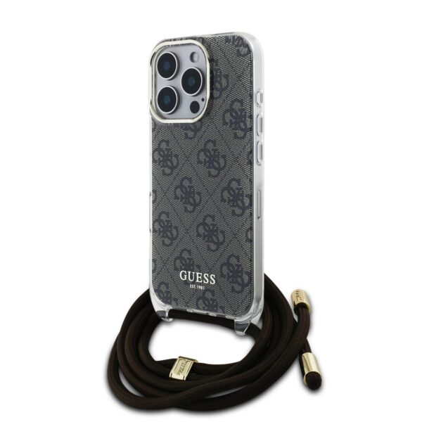 Guess IML 4G Crossbody iPhone 16 Pro Max hoesje met koord - Bruin