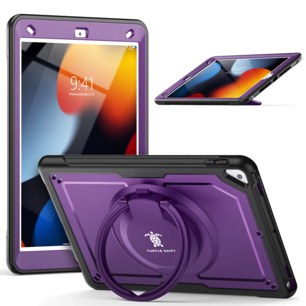 Turtle Shift Perfect Grip Hoes met screen protector iPad 9 2021 / iPad 8 2020 / iPad 7 2019 - 10.2 inch - Paars