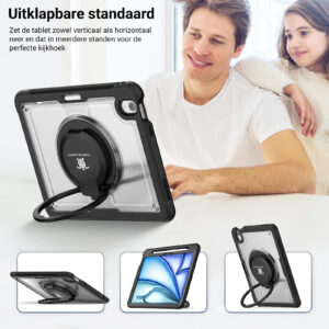 Turtle Shift Perfect Grip Hoes met screen protector iPad Air 6 (M3 en M2) - 11 inch 2024 - Transparant - 6