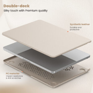 Turtle Shift vegan leer Laptopcover MacBook Air 13.6' inch - 2024 / 2022 - A2681 / A3113 - Beige - 1